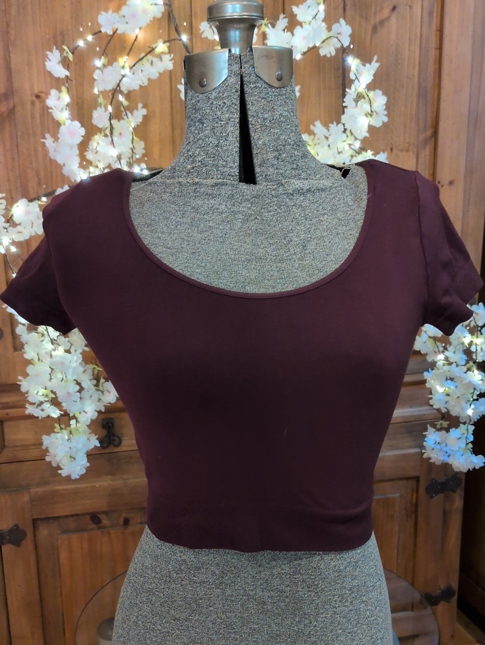 Sivana Scoop Neck Short Sleeve Top Maroon